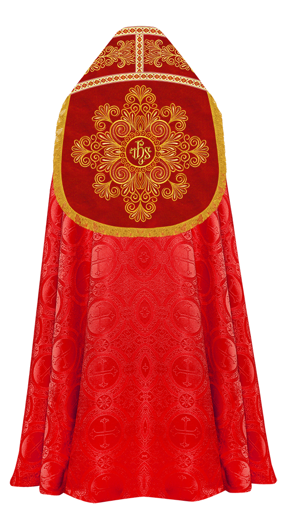 Roman Cope Vestment with Spiritual Motif and Adorned Embroidery