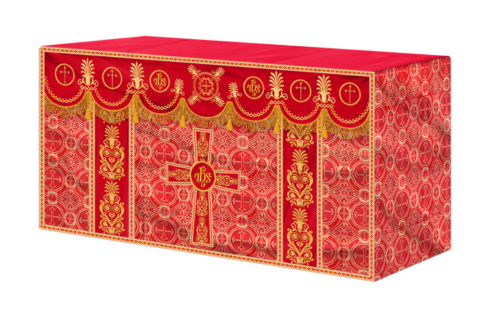 Altar Cloth with Embroidered Motif and Trims