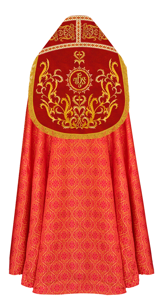 Roman Cope Vestment with Braid Embroidered Orphrey