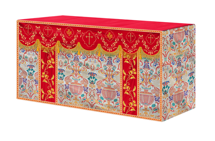 Tapestry Altar Cloth Adorned with Intricate Embroidery