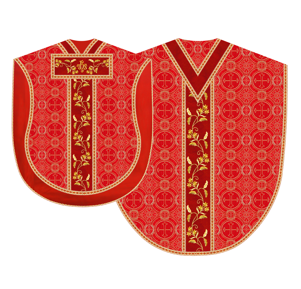 Borromean Chasuble Vestment Ornated With Floral Design and Trims