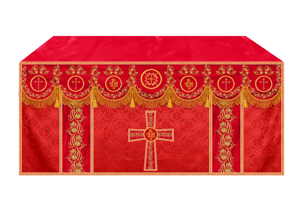 Embroidered Altar Cloth Embellished with Spiritual Motifs