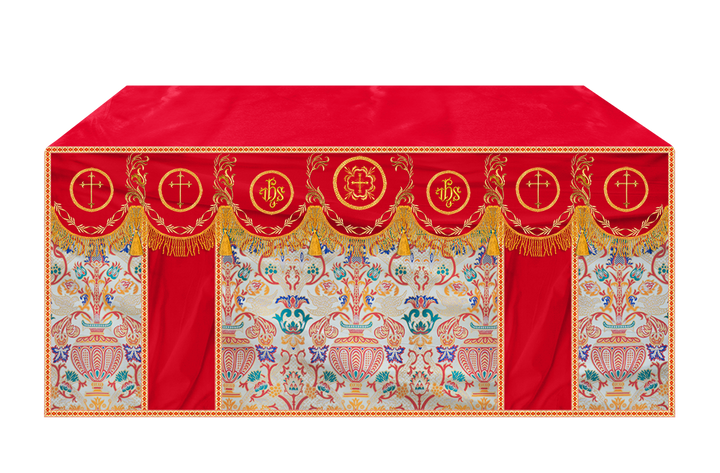 Traditional Tapestry Altar Cloth with Embroidery Details
