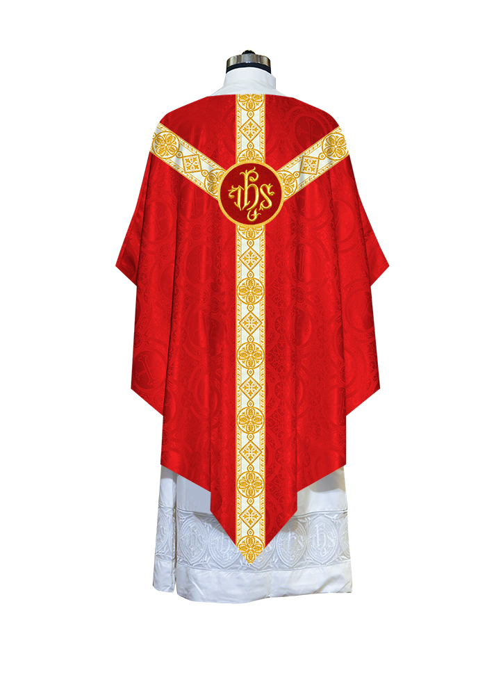 Traditional Pugin Style Chasuble Adorned with White Braids