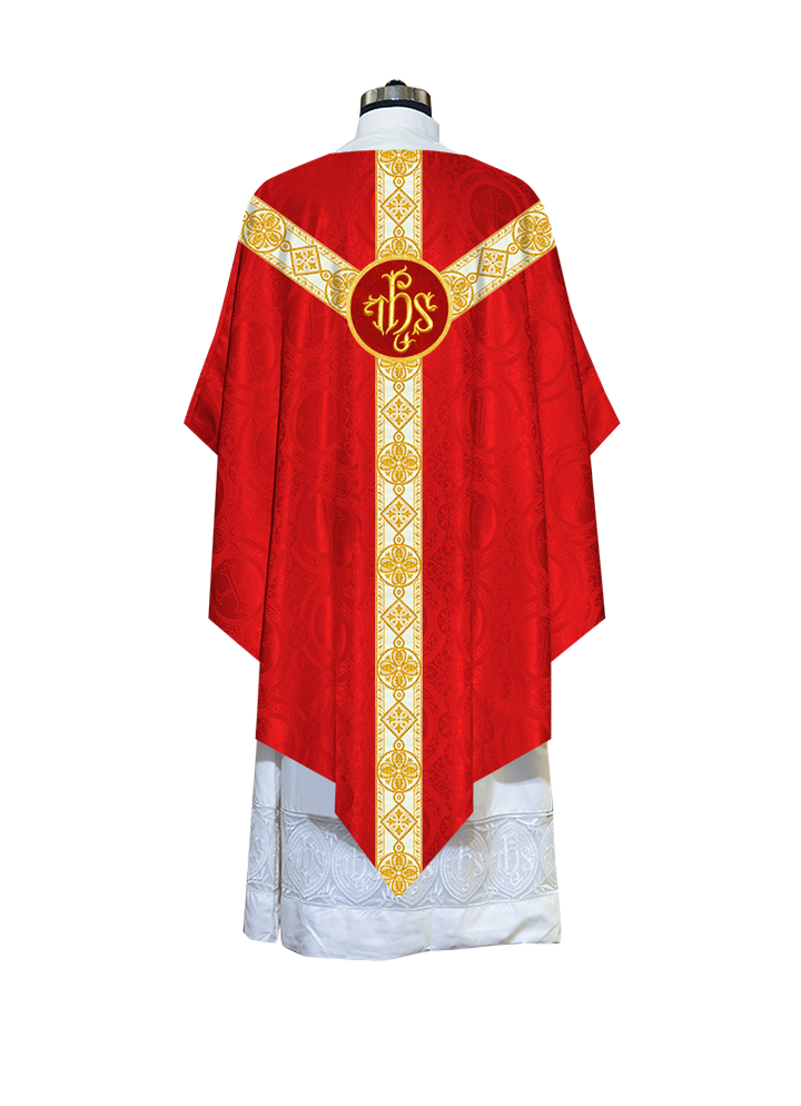 Traditional Pugin Style Chasuble Adorned with White Braids