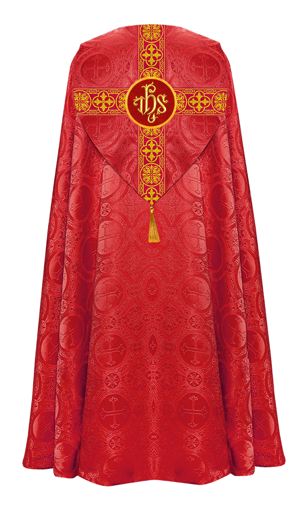 Gothic Cope Vestment with Cross type Braided Trims and motif