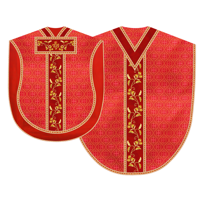 Borromean Chasuble Vestment Ornated With Floral Design and Trims