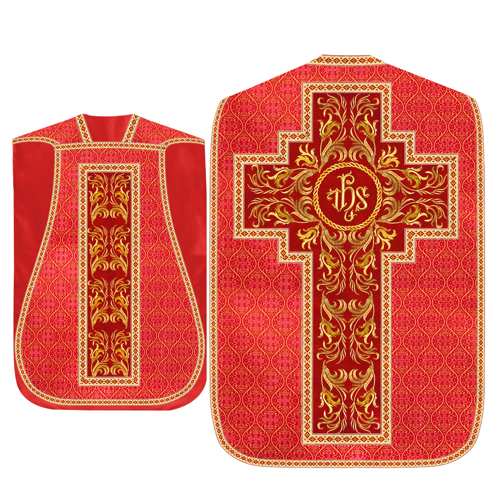 Roman Chasuble Vestment With Woven Braids and Trims