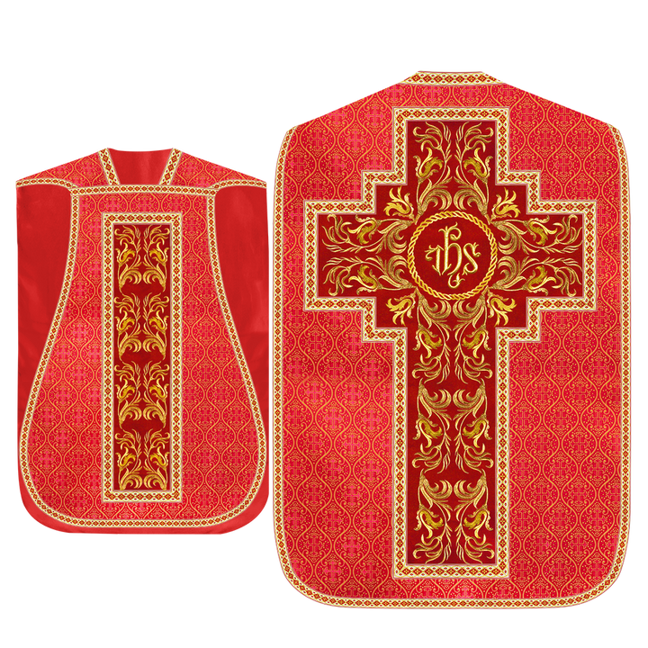 Roman Chasuble Vestment With Woven Braids and Trims