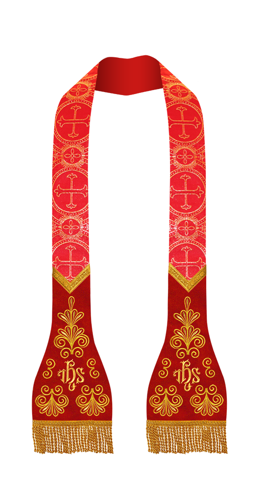 SET OF 4 ROMAN STOLE WITH LITURGICAL MOTIF