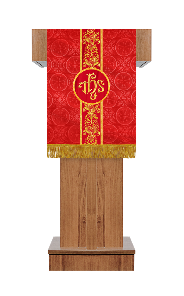 Traditional Altar Cloth Adorned with Embroidered Trims and Motif