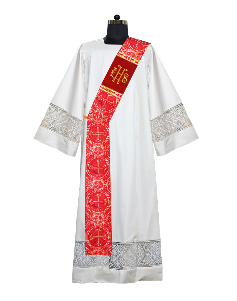 Deacon Stole with IHS Embroidered Spiritual Motifs