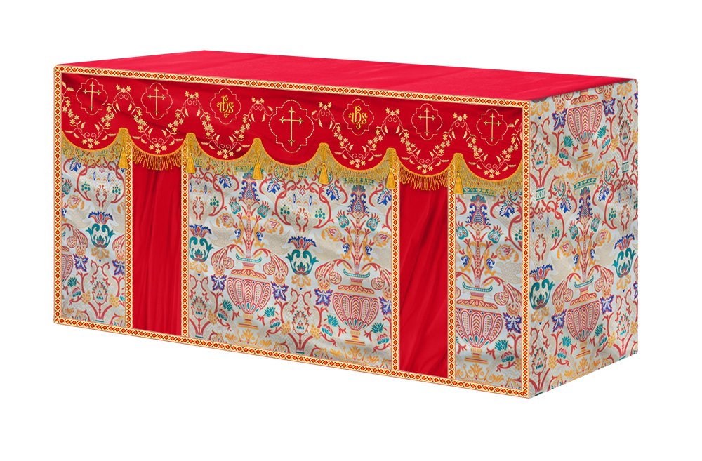 Tapestry Altar Cloth Adorned with Intricate Embroidery
