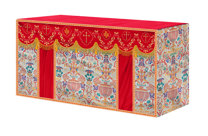 Tapestry Altar Cloth Adorned with Intricate Embroidery