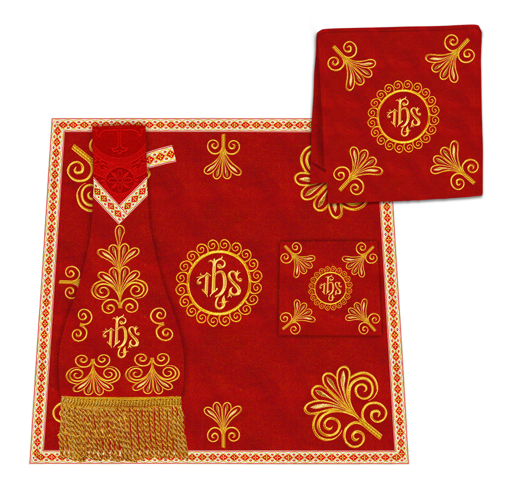 Roman Chasuble Vestment enriched With Coloured Braids and Trims
