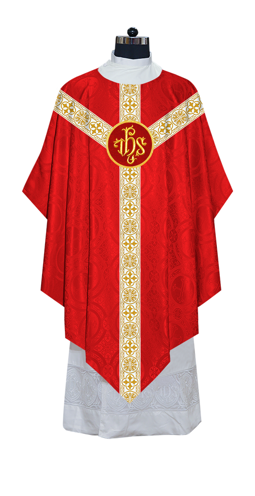 Traditional Pugin Style Chasuble Adorned with White Braids