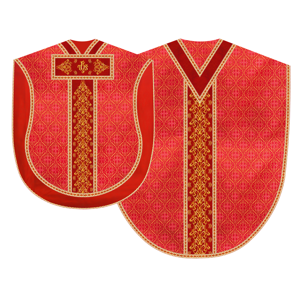 Borromean Chasuble Vestment With Braided Orphrey and Trims