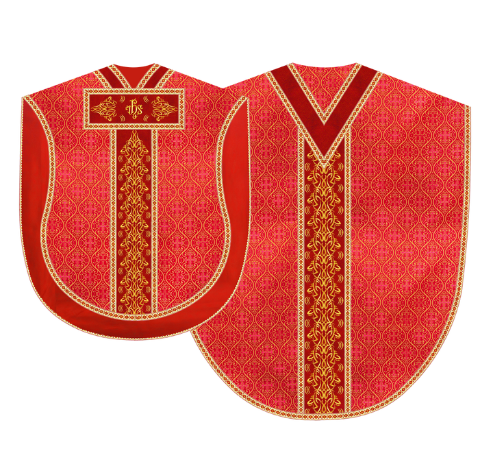 Borromean Chasuble Vestment With Braided Orphrey and Trims