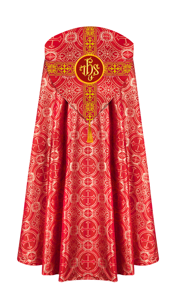 Gothic Cope Vestment with Cross type Braided Trims and motif