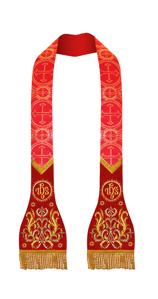 Set of 4 Catholic Stole with Embroidery Motif