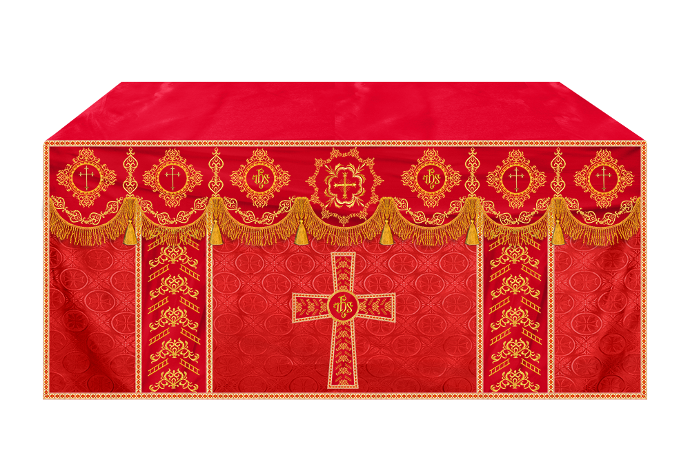 Elegant Altar Cloth with Intricate Orphrey Embroidery & Motif
