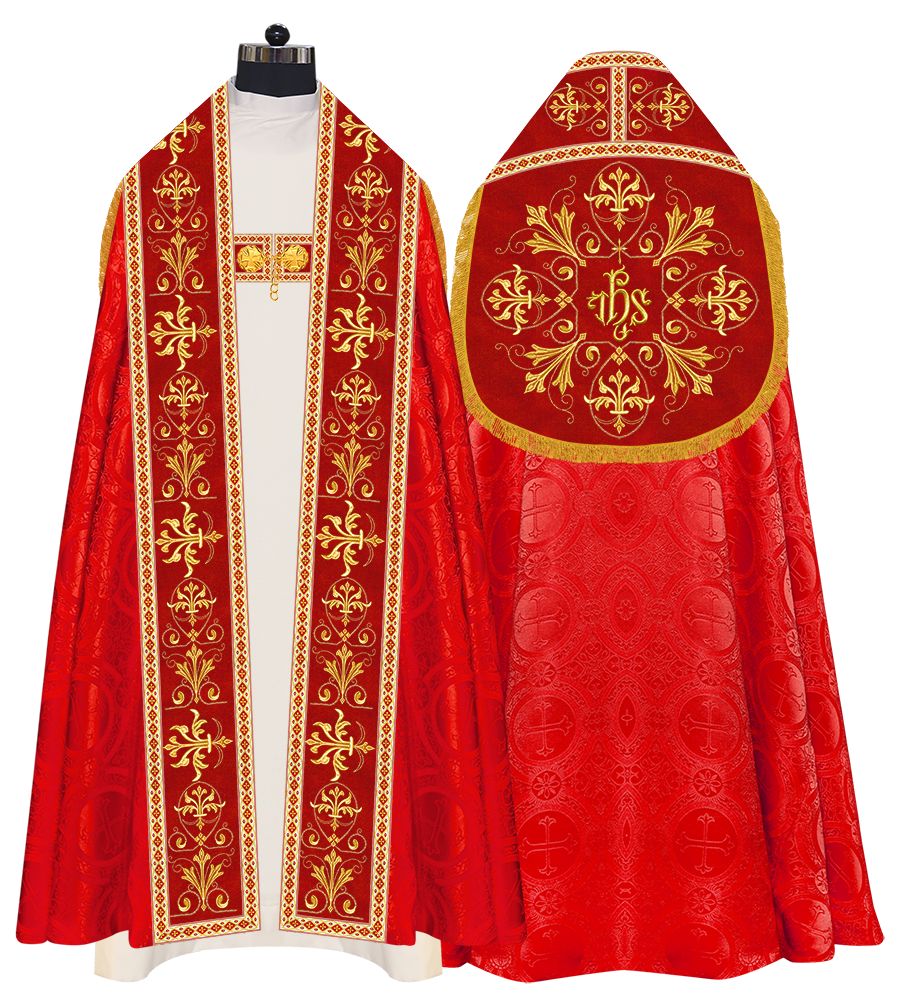 Embroidered Roman Cope Vestment with Braided Trims