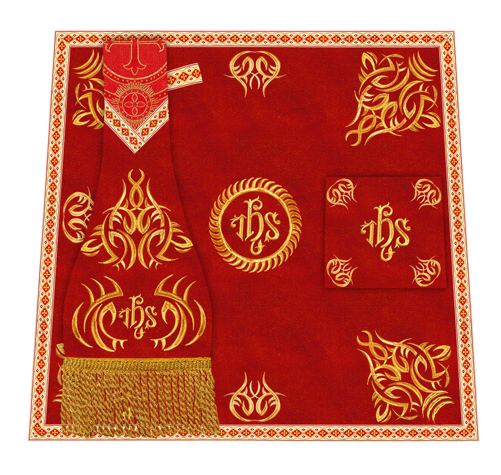 Set of Four Roman Chasuble with Embroidered Trims