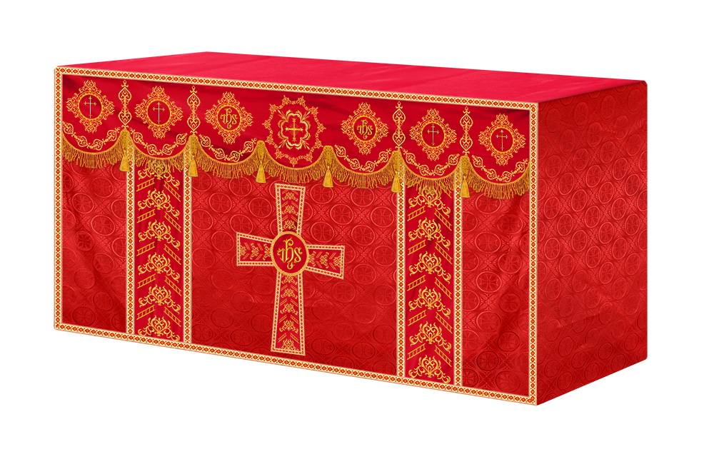 Elegant Altar Cloth with Intricate Orphrey Embroidery & Motif