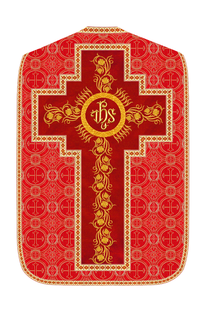 Roman Chasuble Vestment With Grapes Embroidery and Trims