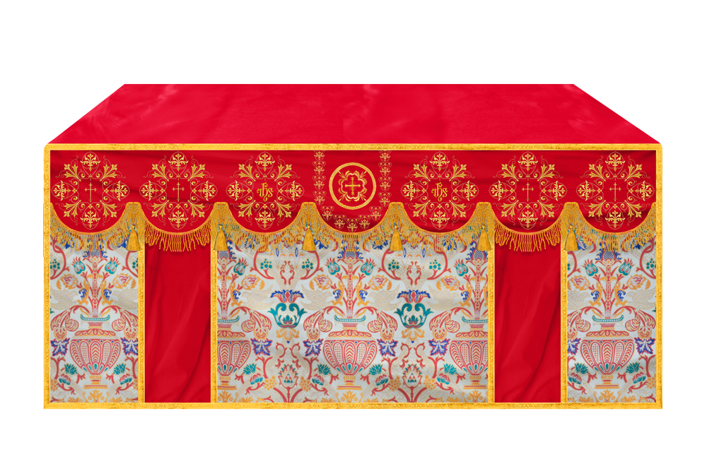 Tapestry Altar Cloth with Braided Embroidered Trims