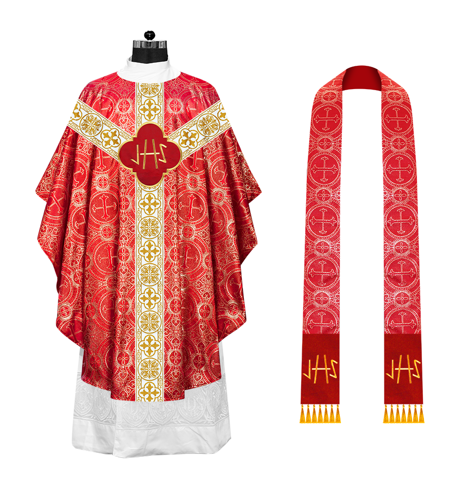 Gothic Chasuble with Embroidered Motif and Orphrey