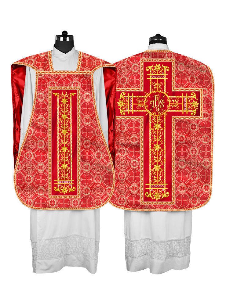 Roman Chasuble Vestment Enhanced With Orphrey and Trims