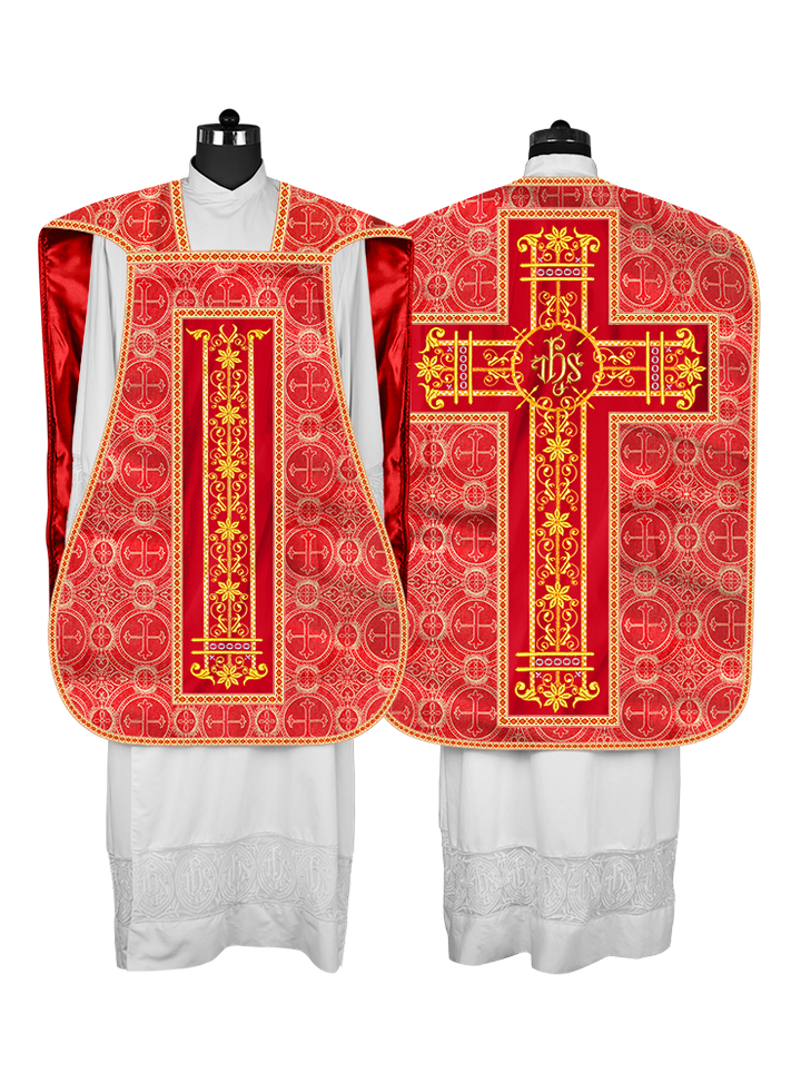 Roman Chasuble Vestment Enhanced With Orphrey and Trims