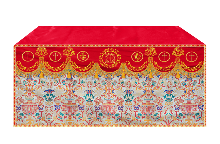 Embroidered Tapestry Altar Cloth with Ornate Orphrey