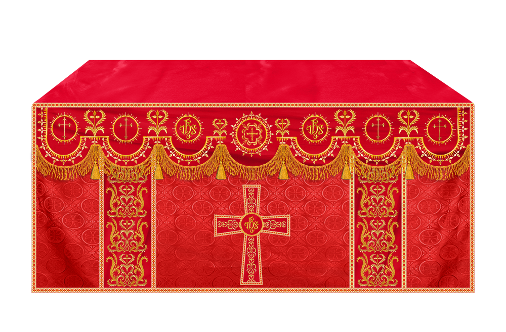 Embroidered Altar Frontal with Ornate Orphrey & Cross Design