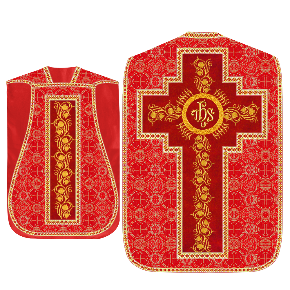 Roman Chasuble Vestment With Grapes Embroidery and Trims