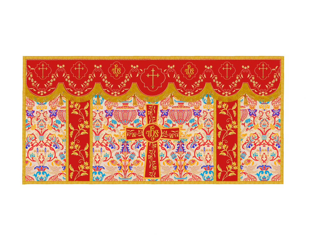 Floral Embroidery Tapestry Altar Cloth with motif
