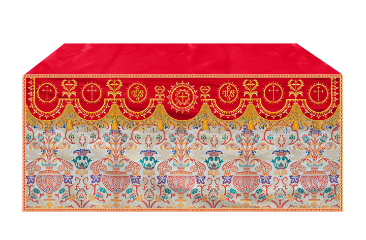 Tapestry Altar Cloth with Elegant Embroidered Trims