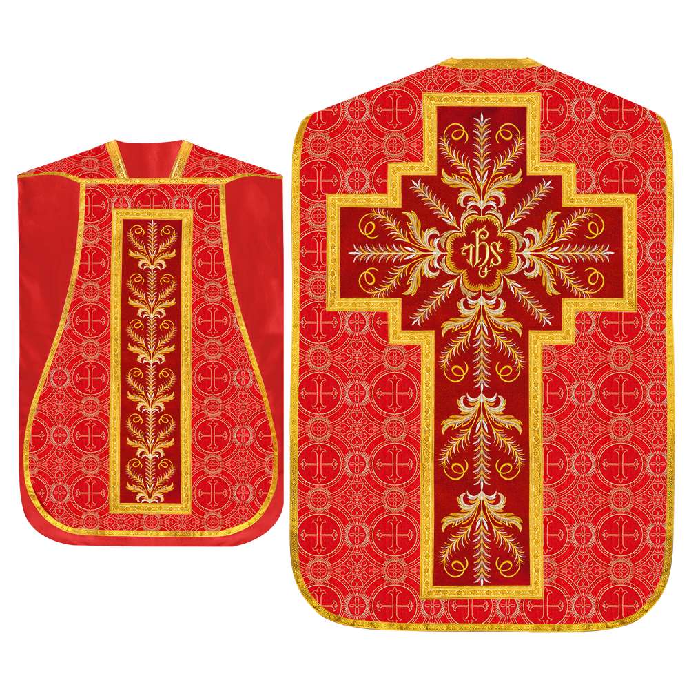 Set of Four Roman Chasuble with liturgical motifs