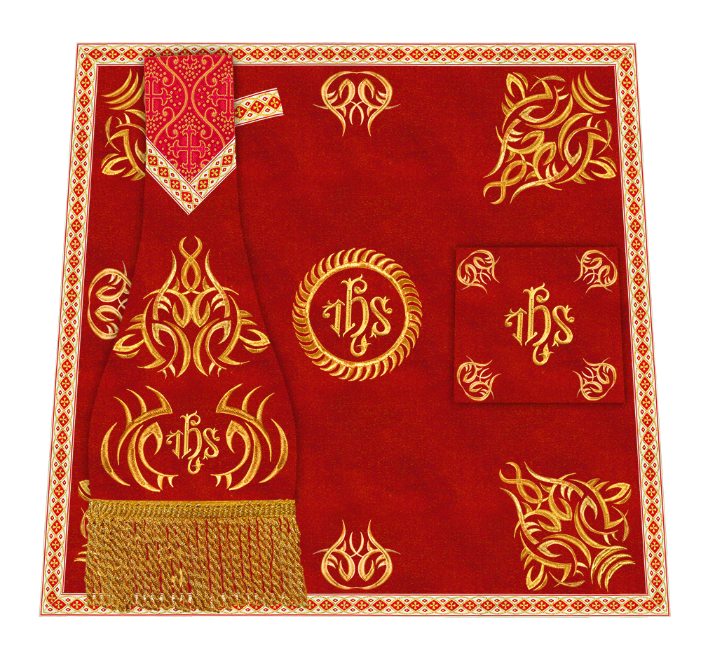 Borromean Chasuble Vestment With Braided Orphrey and Trims