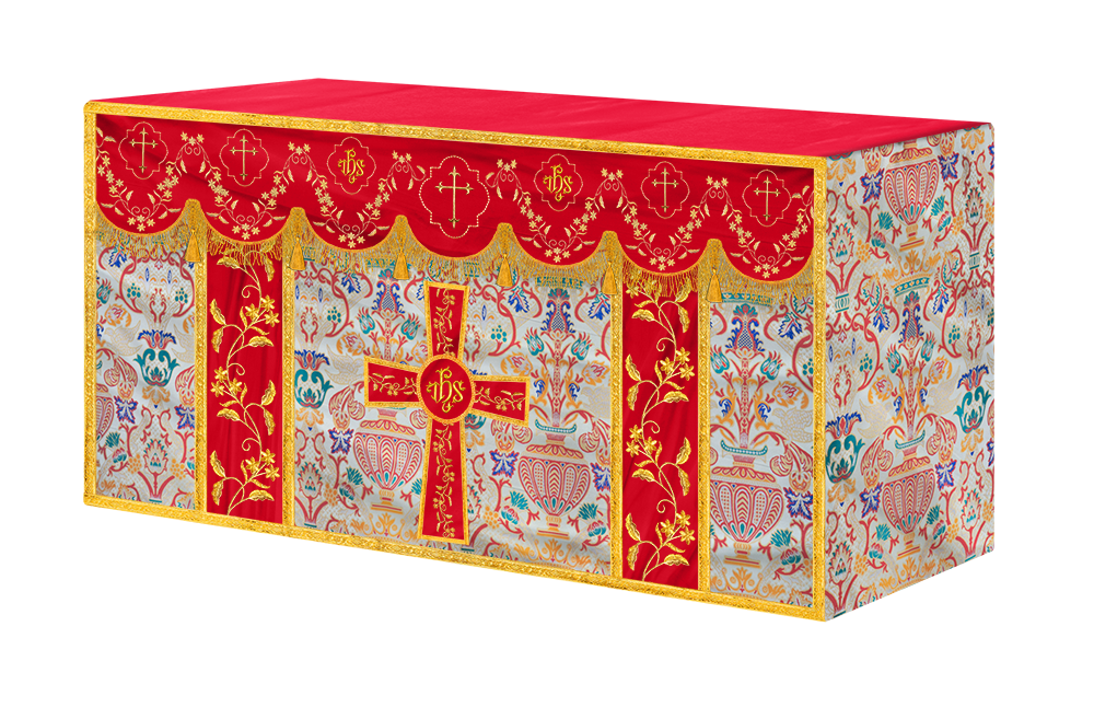 Floral Embroidery Tapestry Altar Cloth with motif