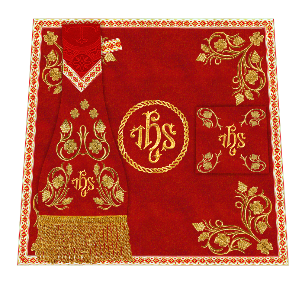 Roman Chasuble Vestment With Grapes Embroidery and Trims