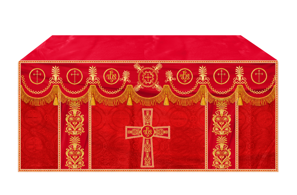 Altar Cloth with Embroidered Motif and Trims