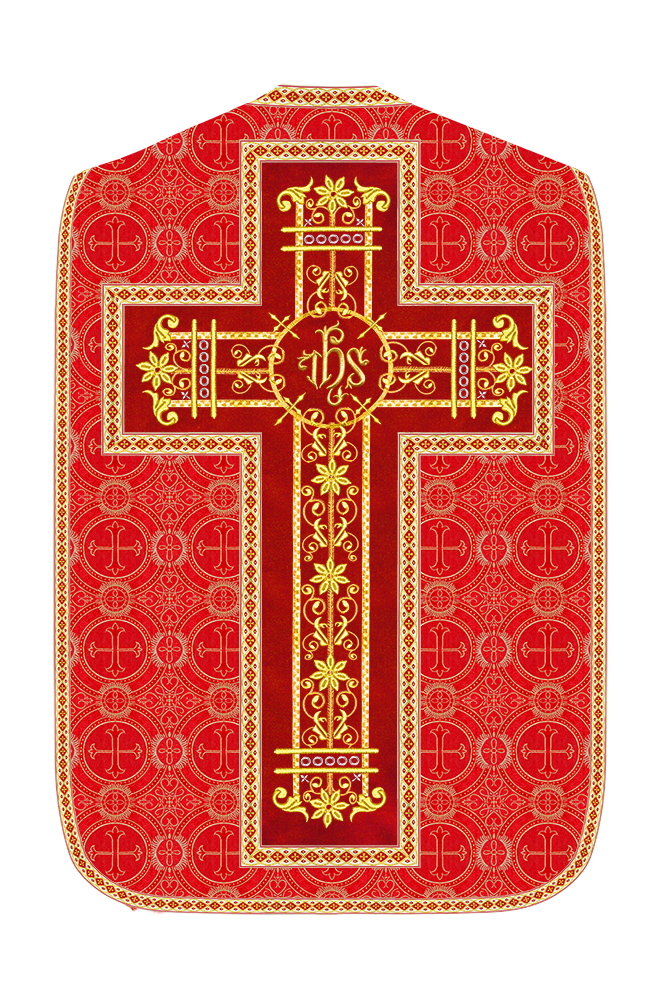 Roman Chasuble Vestment Enhanced With Orphrey and Trims