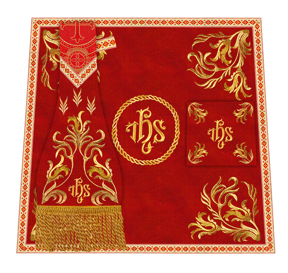 Roman Chasuble Vestment With Woven Braids and Trims