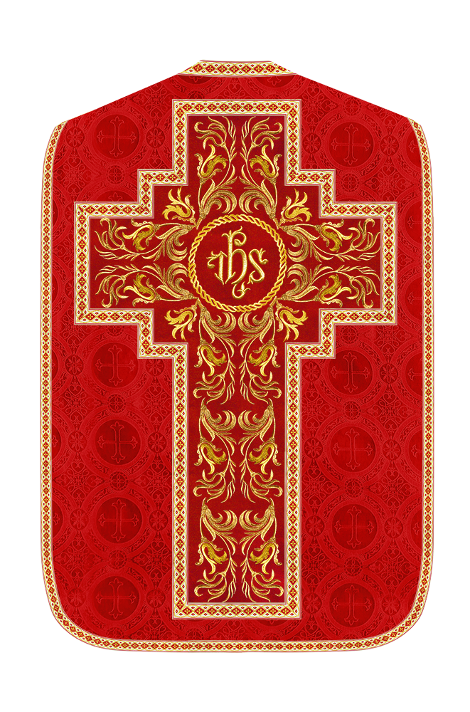 Roman Chasuble Vestment With Woven Braids and Trims