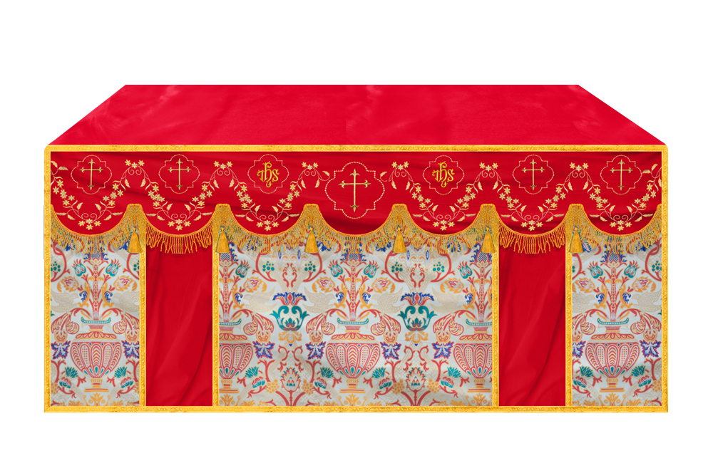 Floral Embroidery Tapestry Altar Cloth with motif