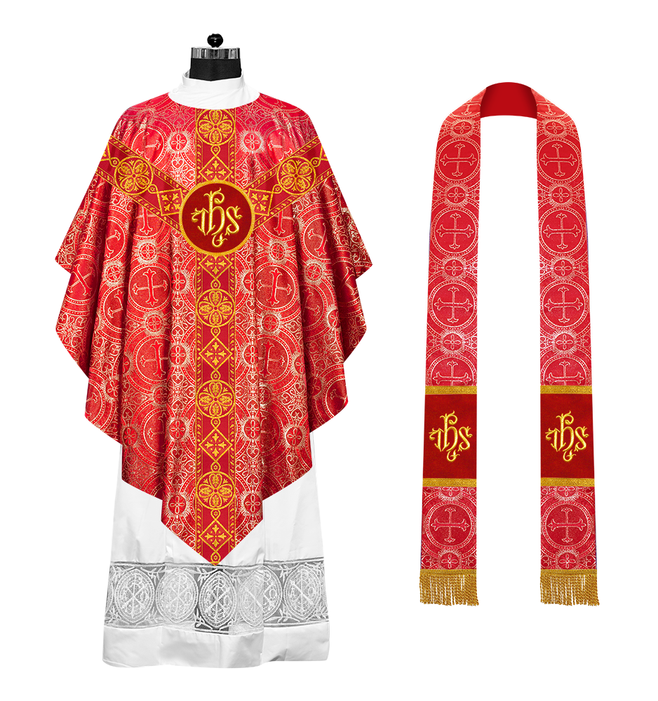 Pugin Style Chasuble with Embroidered Orphrey