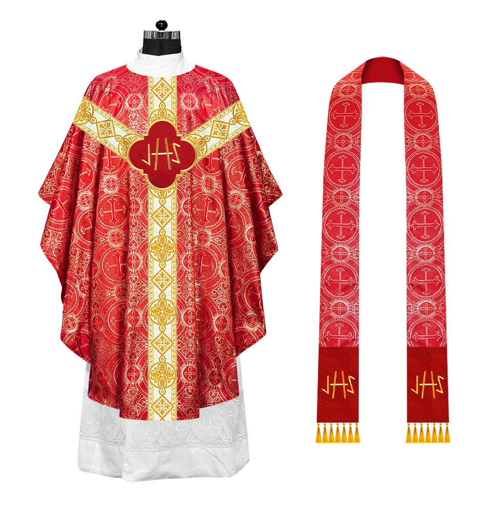 Gothic Chasuble Vestment with Motif and Trims