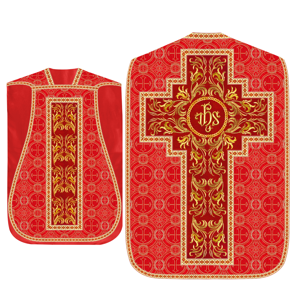 Roman Chasuble Vestment With Woven Braids and Trims